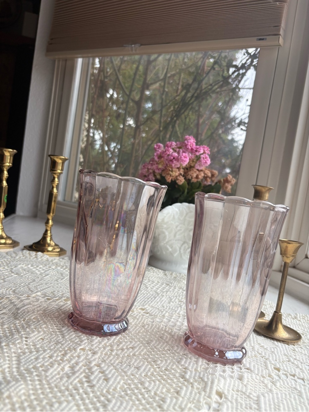 Pink Scalloped Glass Tumbler - Pioneer Woman